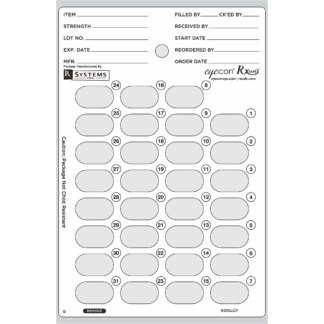 Rapid Card- Lidding 31ct., Cycle Fill (Fwd #'s 1-31)